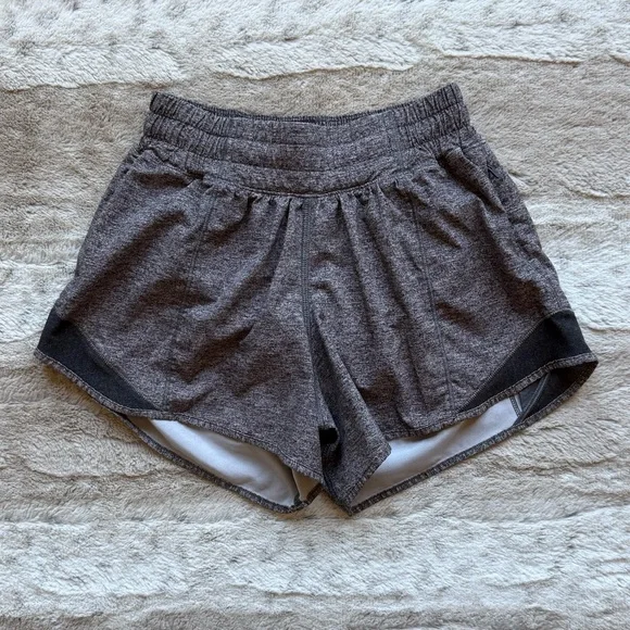 Lululemon Hotty Hot Short II *Long 4" Heather Lux Multi Black /Heathered Black - Picture 4 of 15